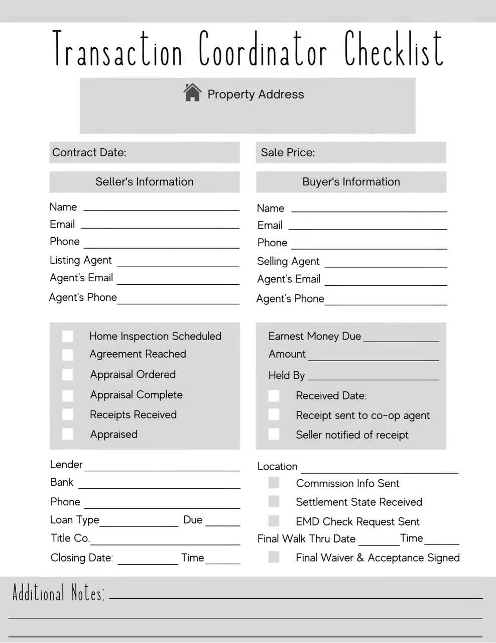 Transaction Coordinator Check List Real Estate Check List Real Estate