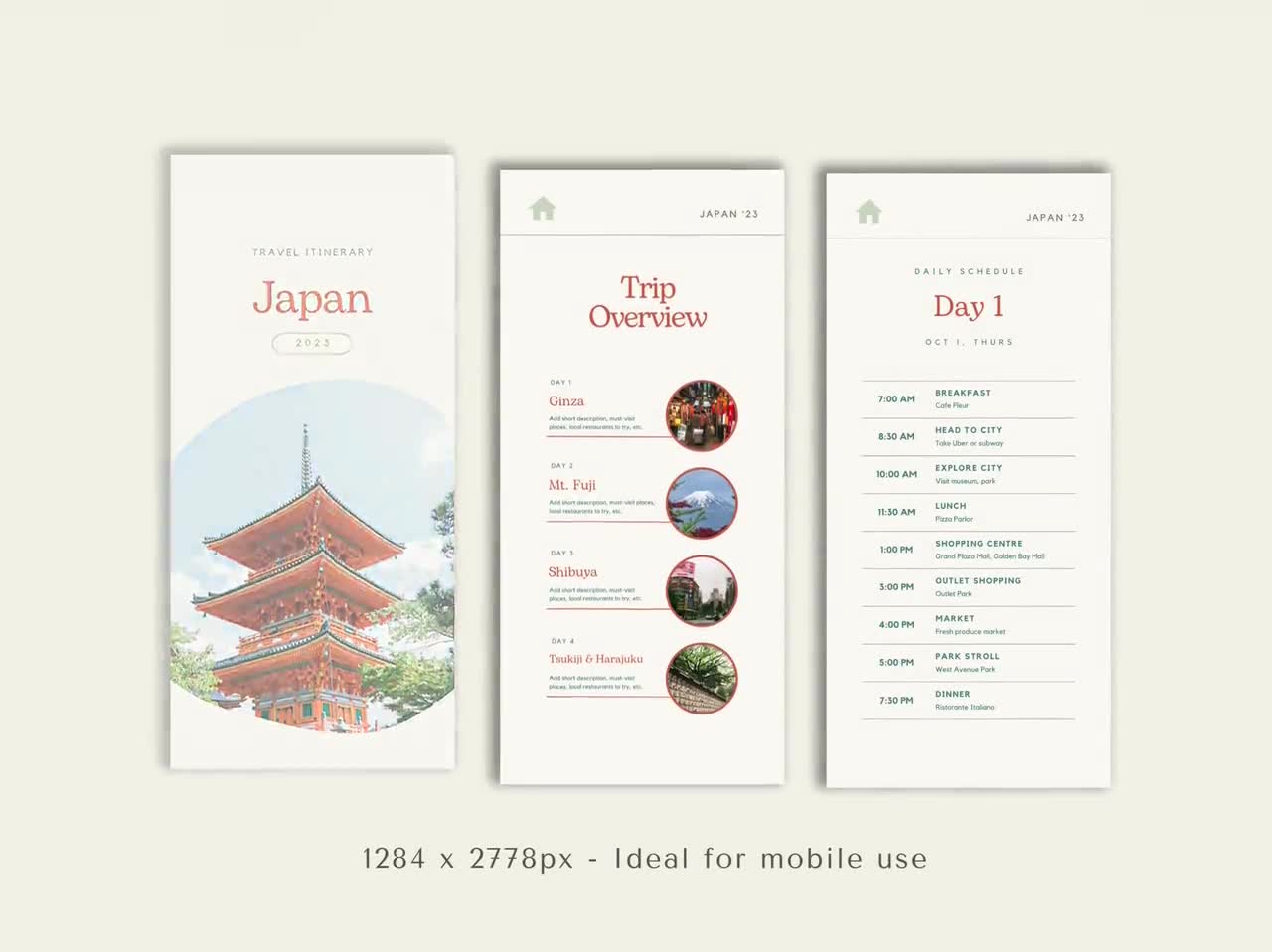 Travel Itinerary Template, Travel Itinerary Planner, Japan Travel