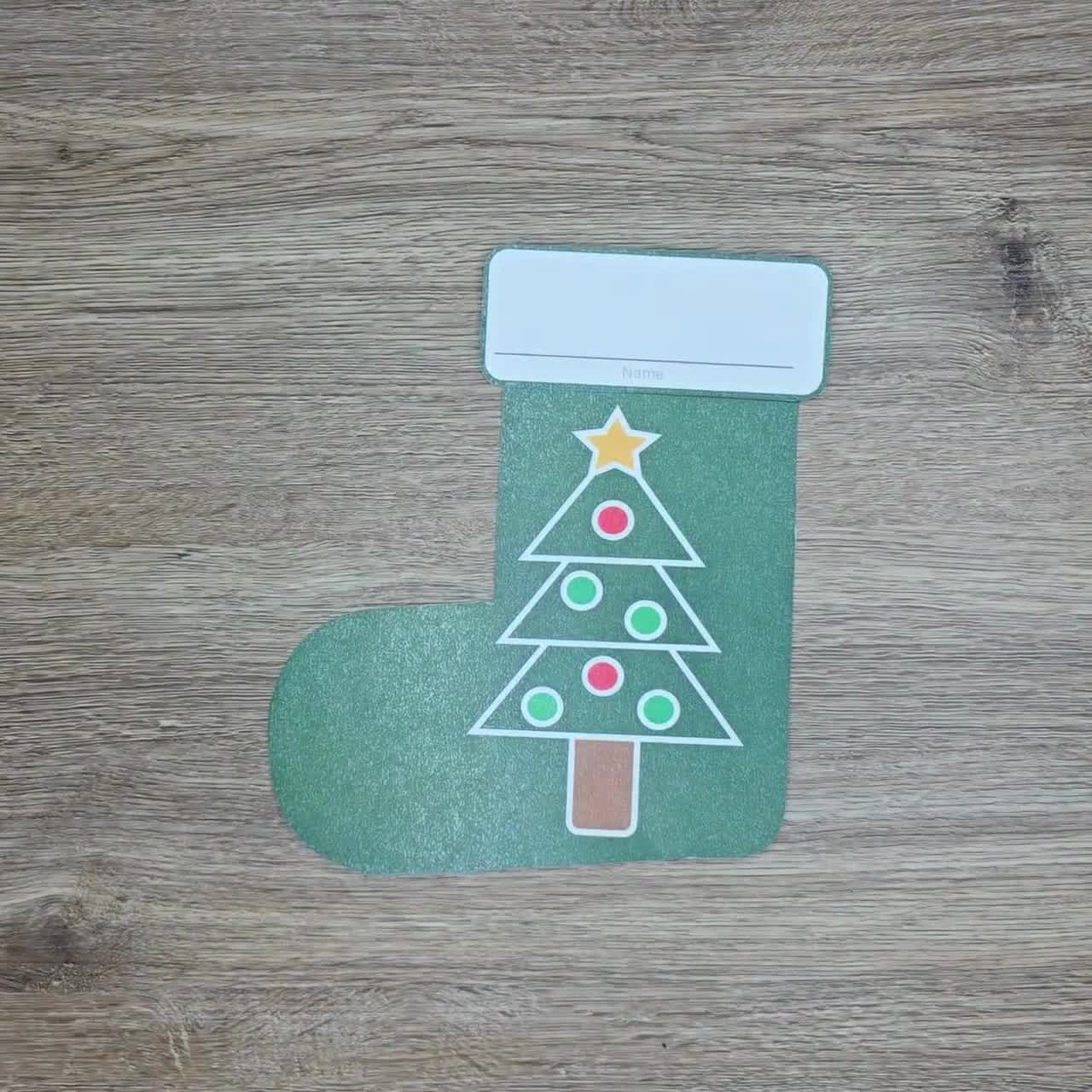 クリスマスツリーのストッキング工作テンプレート：子供向けホリデーカット＆グルーアクティビティ（PDFダウンロード）, image size:1280x1280