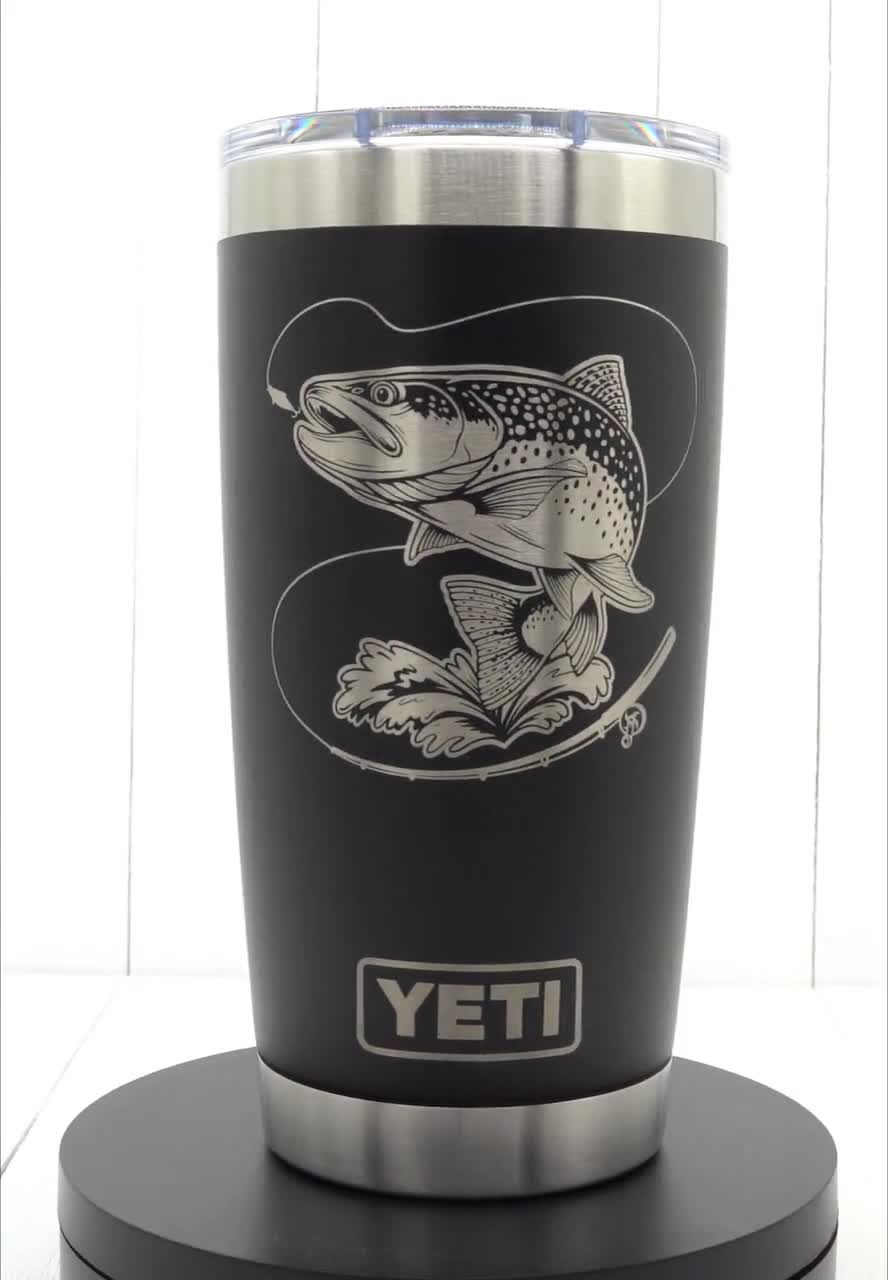 Personalized Trout Fishing YETI® or Polar Camel Laser Engraved