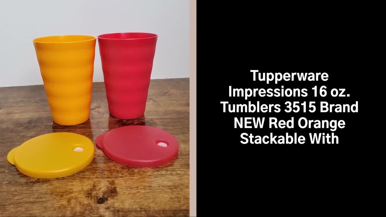 Tupperware Impressions 16 Oz. Tumblers 3515 Brand NEW Red Orange
