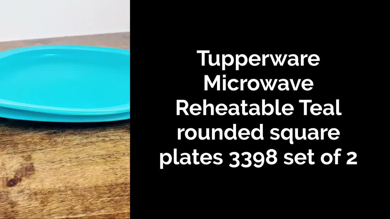 Tupperware Microwave Reheatable Teal Rounded Square Plates 3398