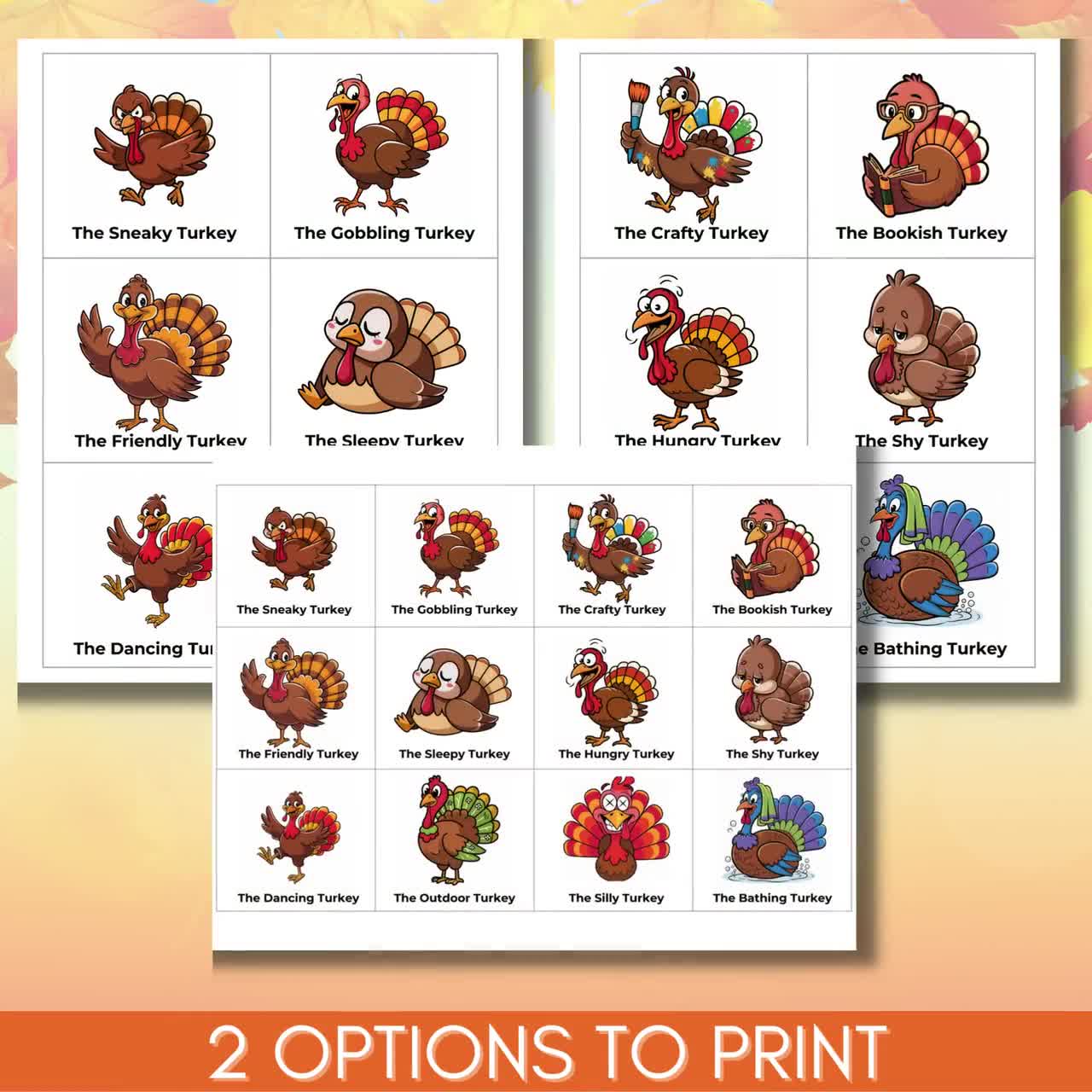 Soaoo Thanksgiving Turkey Hunt Game Set – Includes 25 Cards, 50 Wooden Turkeys, 20 HB Pencils & 25 Organza Bags - View #9