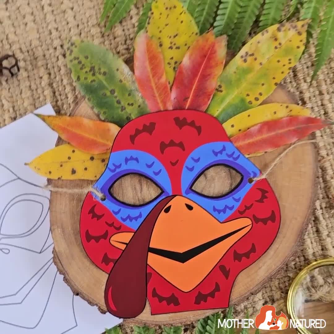 turkey mask | thanksgiving turkey mask | printable turkey mask | color-in turkey mask | paper turkey mask