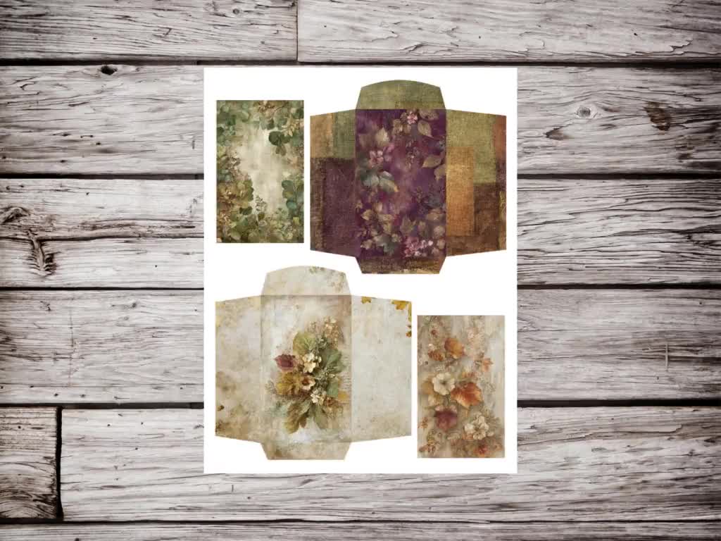Autumn Junk Journal Kit: Turning Leaves, Vintage Florals (digital