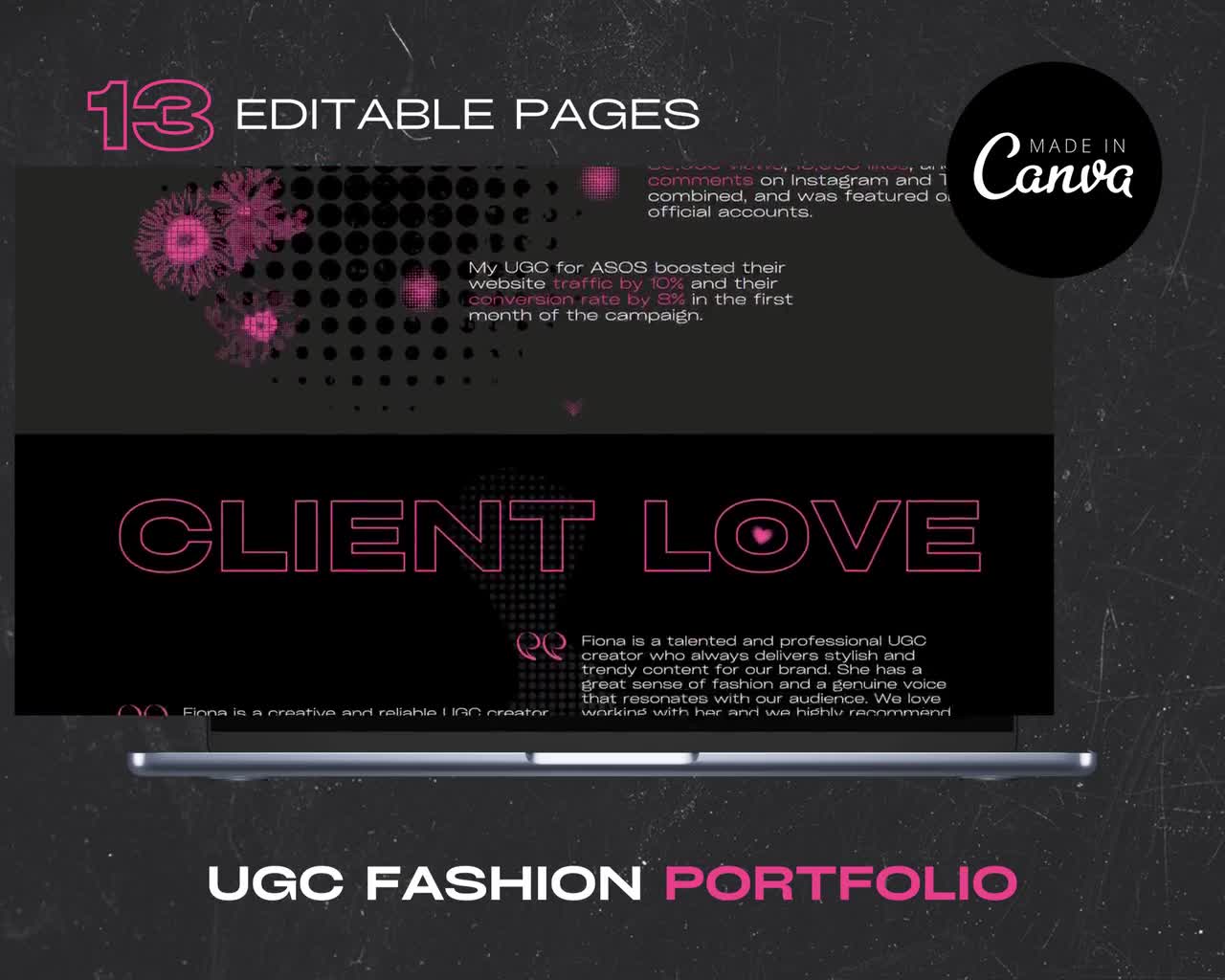 UGC Fashion Portfolio Template Canva, Dark Pink Minimalist UGC Website  Template, UGC Media Kit, Content Creator Kit, ugc Starter Kit, image size:1280x1024