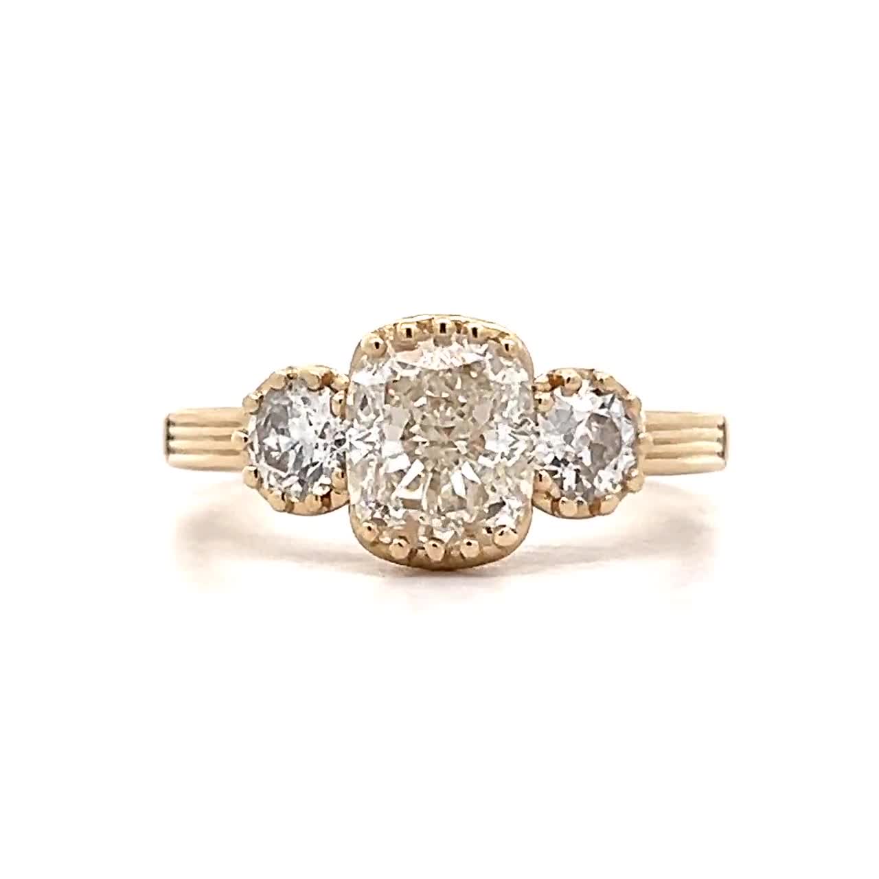 Buy Cushion Cut Diamond Engagement Ring in 14k Gold Online in