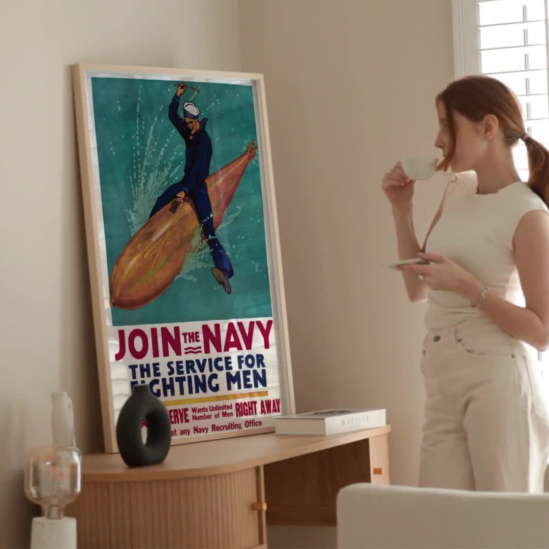 Vintage WWII US Navy Propaganda Poster: 