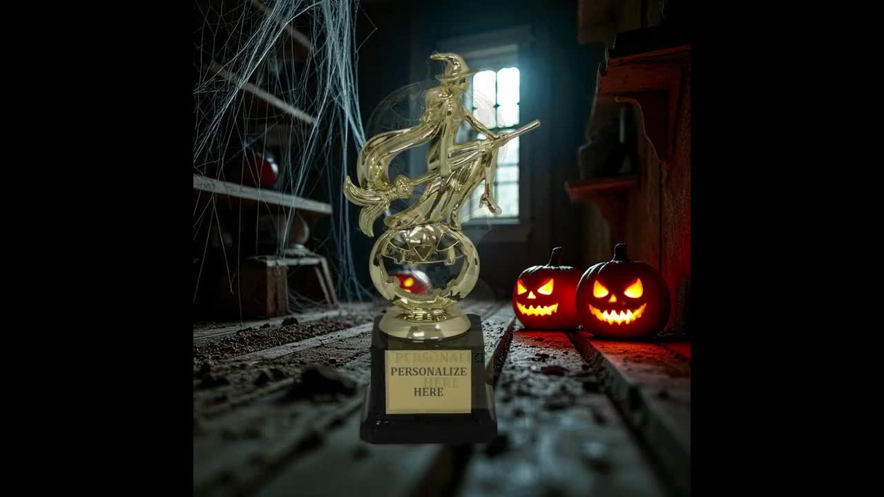 Trofeo per costume di Halloween inciso: premio per festa, decorazione a forma di zucca - Italia