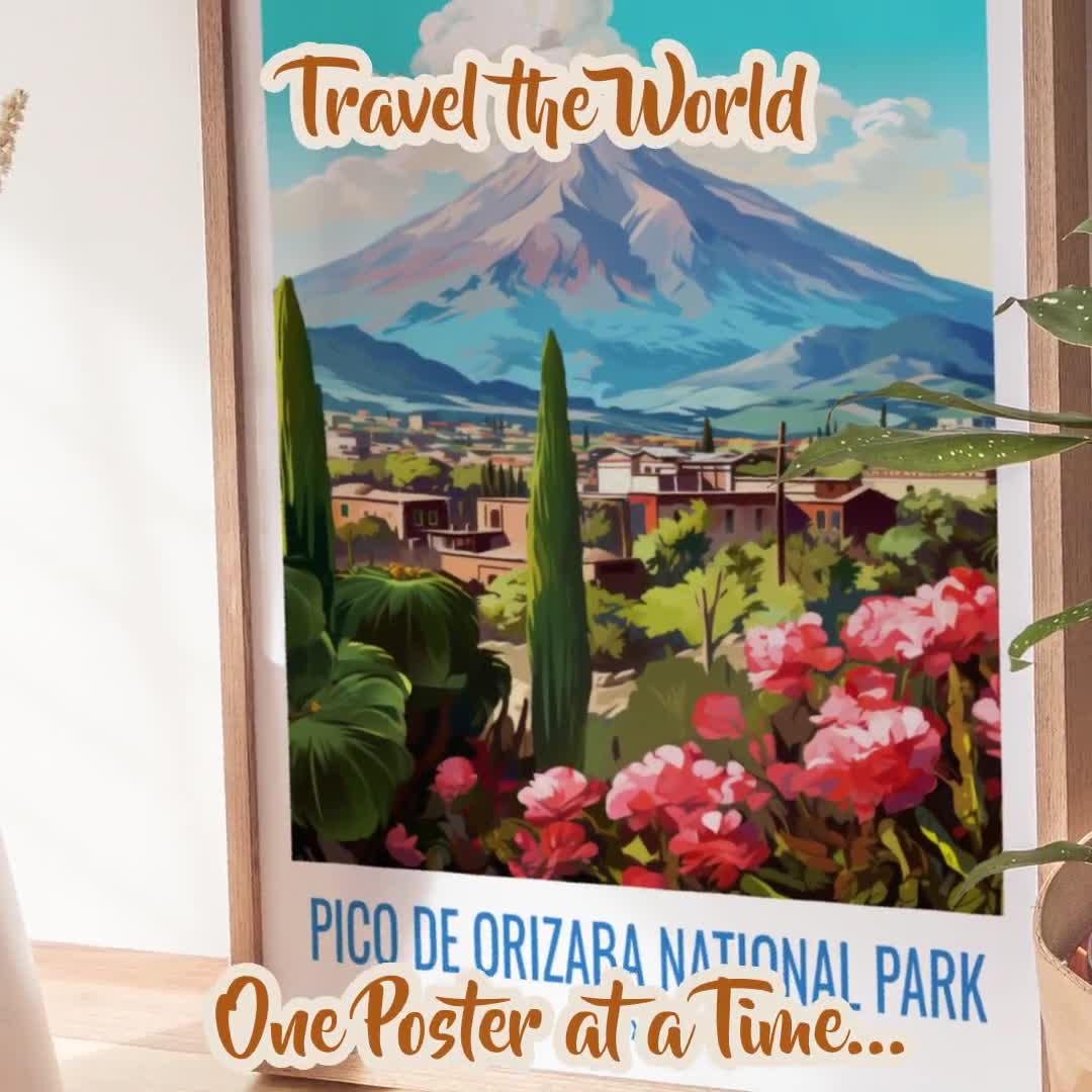 Pico de Orizaba National Park Travel Print Poster Pico de Orizaba Gift  Vertical Adventure Wall Art Pico Park Home Decor Mexico Gift Poster