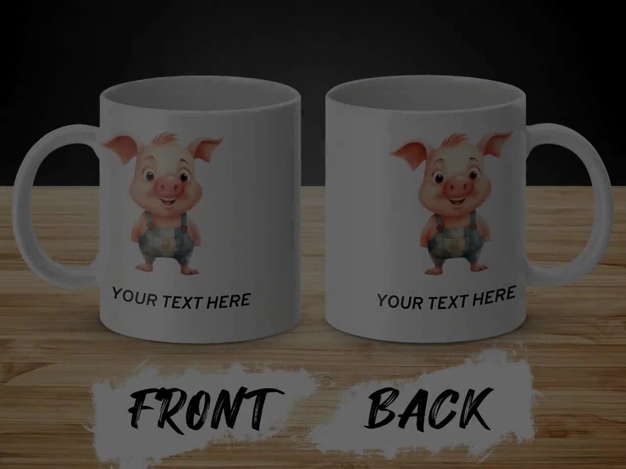 Cute Cartoon Pig Custom Text Mug, Personalized Piglet Coffee Cup, Unique  Animal-Themed Gift Idea