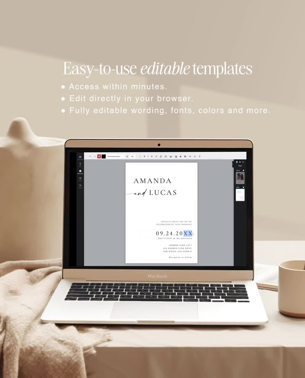 Photo Thank You Card Template, Minimalist Wedding Thank You Card, Modern Minimalist Wedding Thank You, Boho Modern Thank You Card, M1 video poster