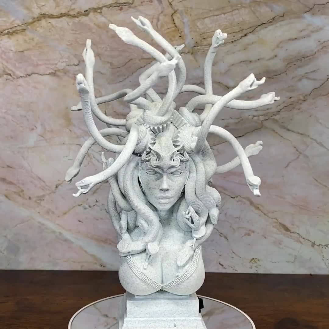 Sculpture Murale Méduse Art Nouveau Avec Serpents Et Cristaux - Console Palazzo INT