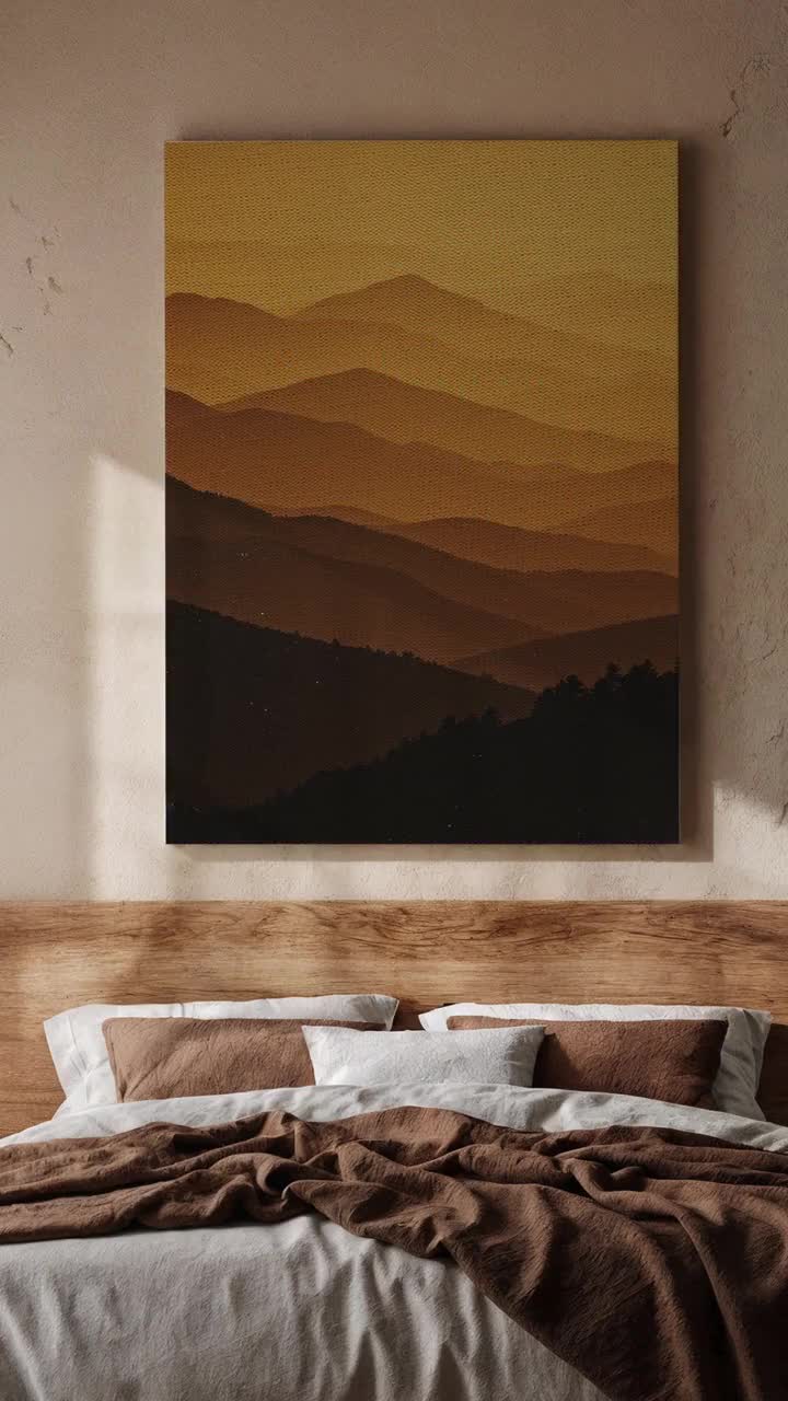 Lienzo de paisaje urbano vintage, ilustración sepia de un horizonte urbano con rascacielos y calles, impresión arquitectónica para loft y decoración de oficina. video poster