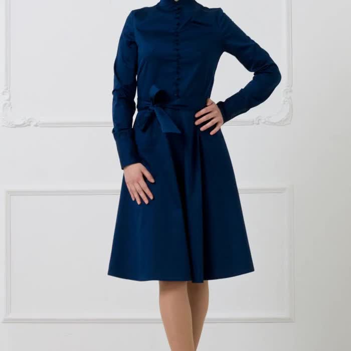 blue collar dress Navy Blue Sailor Collar Swing Dress - Large main image 0