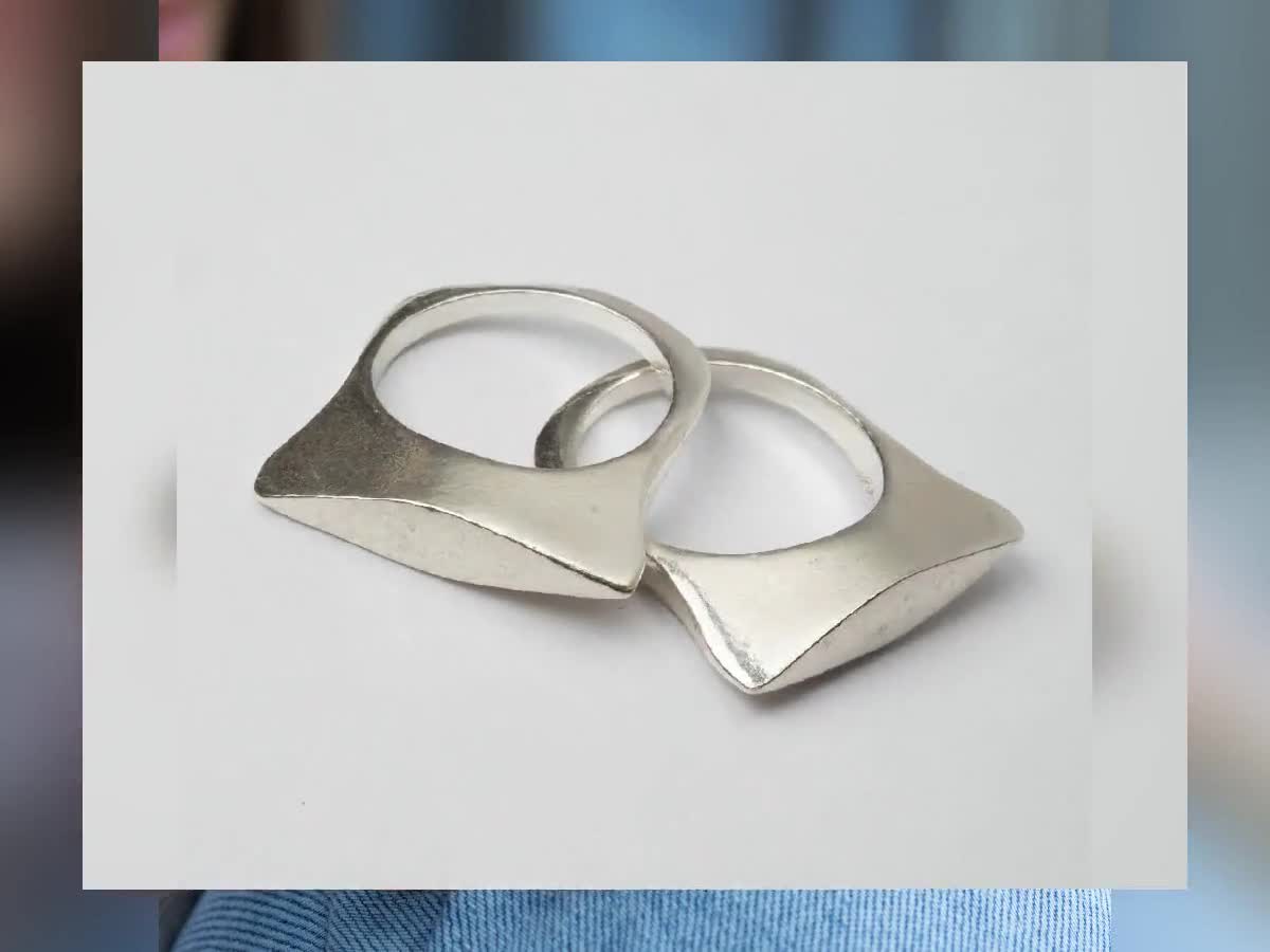 Set Anelli Geometrici Vintage Per Donna - Stile Bohemien - Collezione 47 (Argento, Impilabili)