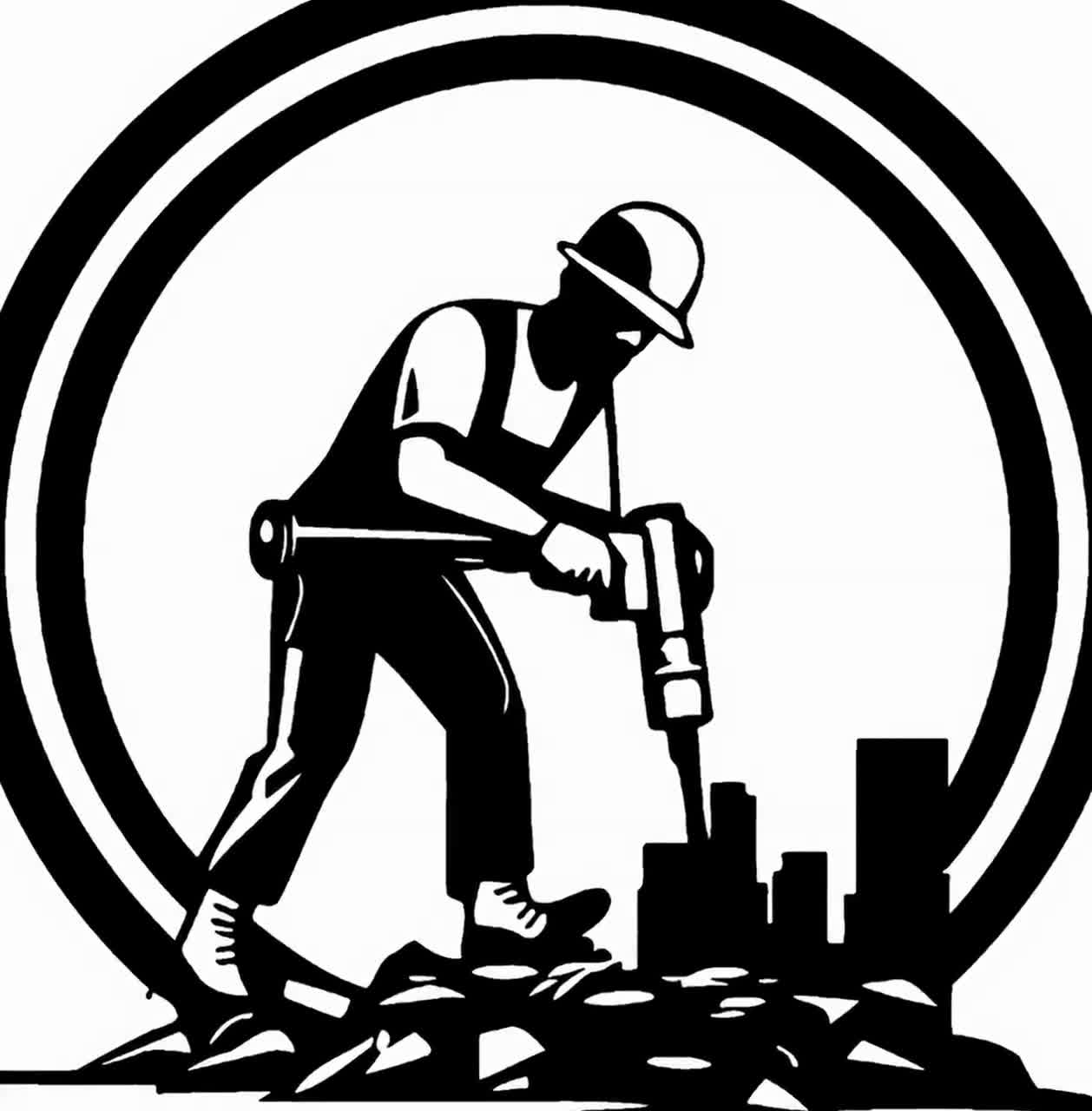 建設クリップアート 白黒