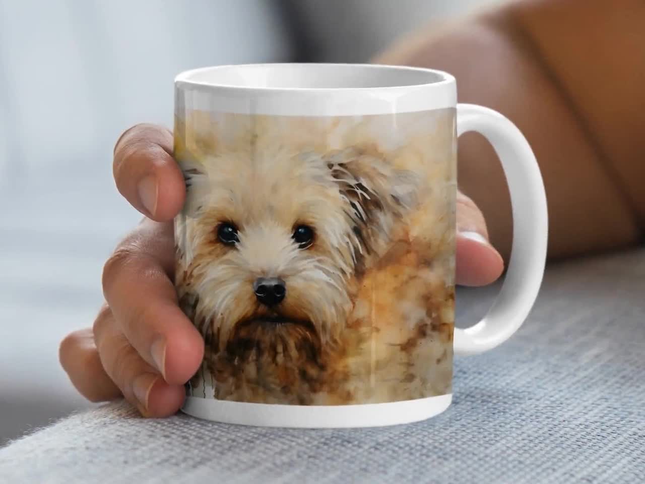 Maltese Dog Mug: Adorable Watercolor Puppy Art Coffee Cup