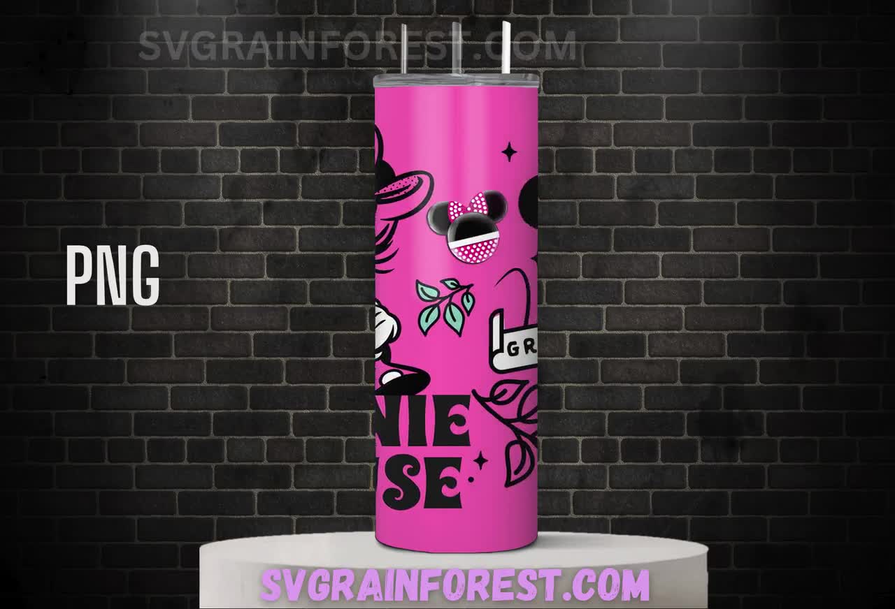 Retro Pink Girl Power Vibes Minnie Mouse 20 oz Skinny Tumbler, Mickey Mouse Sublimation Design Template, Mickey Comic Book Strip png video poster