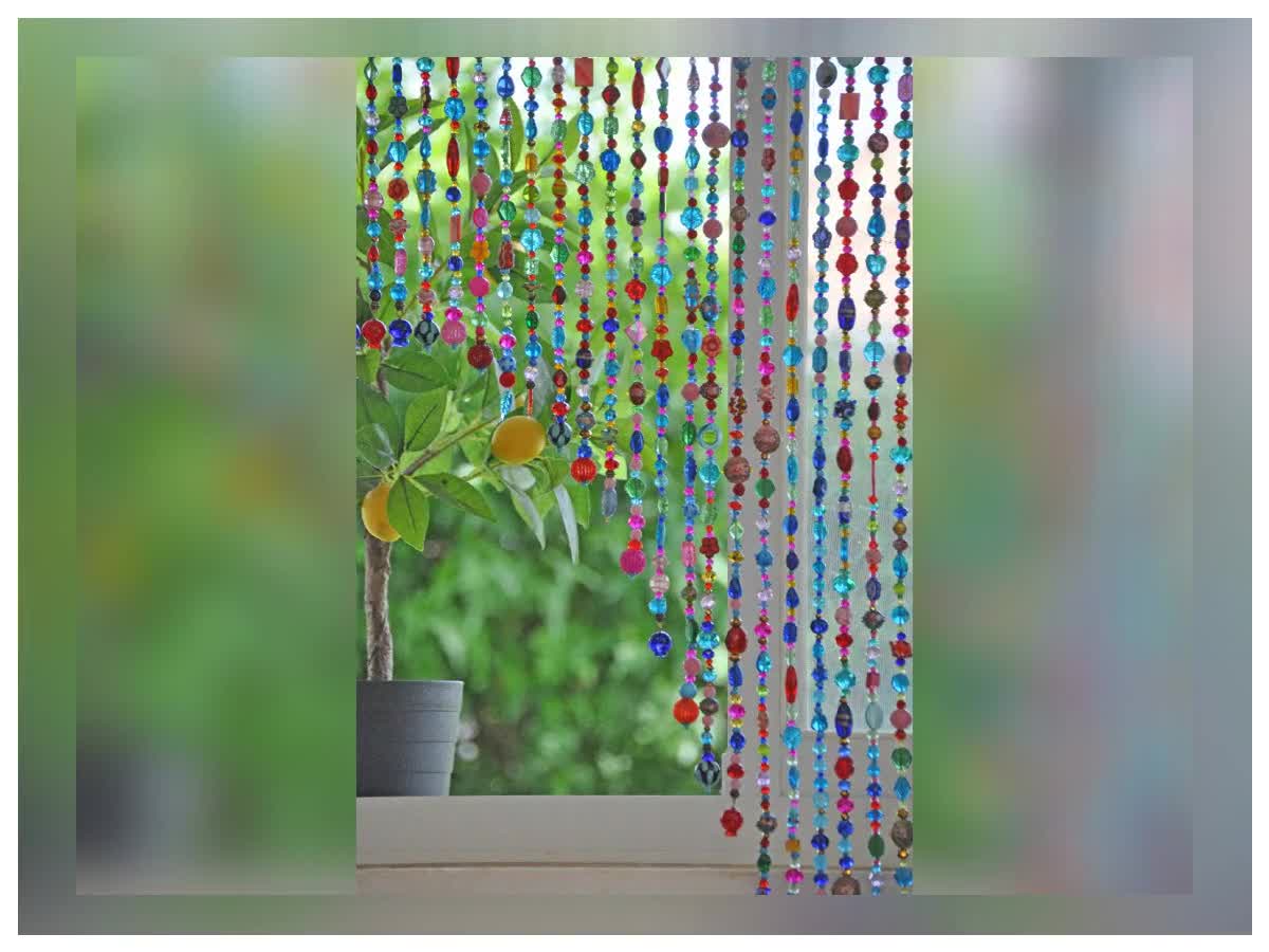 Arched Beaded Curtain, Colorful Crystal Hanging Beads String Curtains for  Doorways Divider or Window Curtain Panel Decor, 6 Colors (Color : Yellow