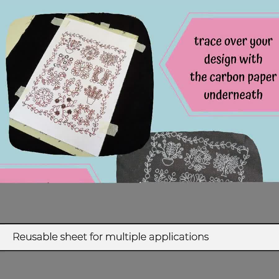 White Carbon Paper for transferring patterns on to dark sheet of  carbon transfer paper, hand embroidery