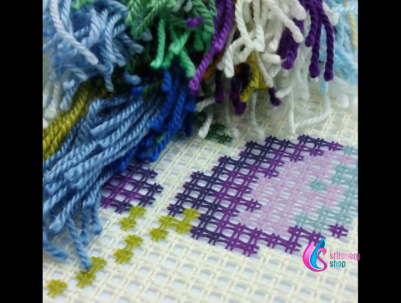 Brvsk Iris Azules. Kit De Bordado Con Lienzo Tapiz Impreso (40 × 40 Cm) - Kit De Cojines De Bordado Para Decoración Creativa Del Hogar - Kit De Costura Para Adultos Principiantes