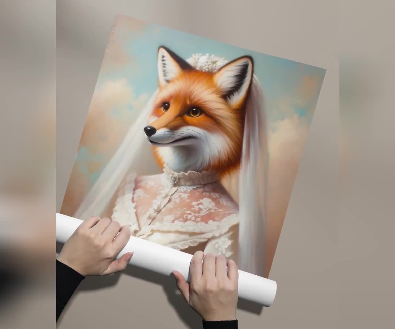 Retrato de un zorro con vestido de novia, Decoración de pared de animales,  Póster de zorro de boda, Póster de pared de novia, Marco humorístico - Etsy  México, image size:1280x1066