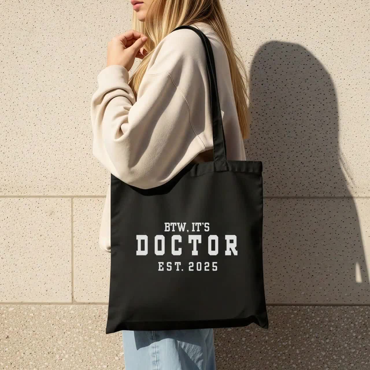 Borsa Portabottiglia In Lino Per Laurea Dottorato Di Ricerca PhD - Regalo Divertente Per Studenti