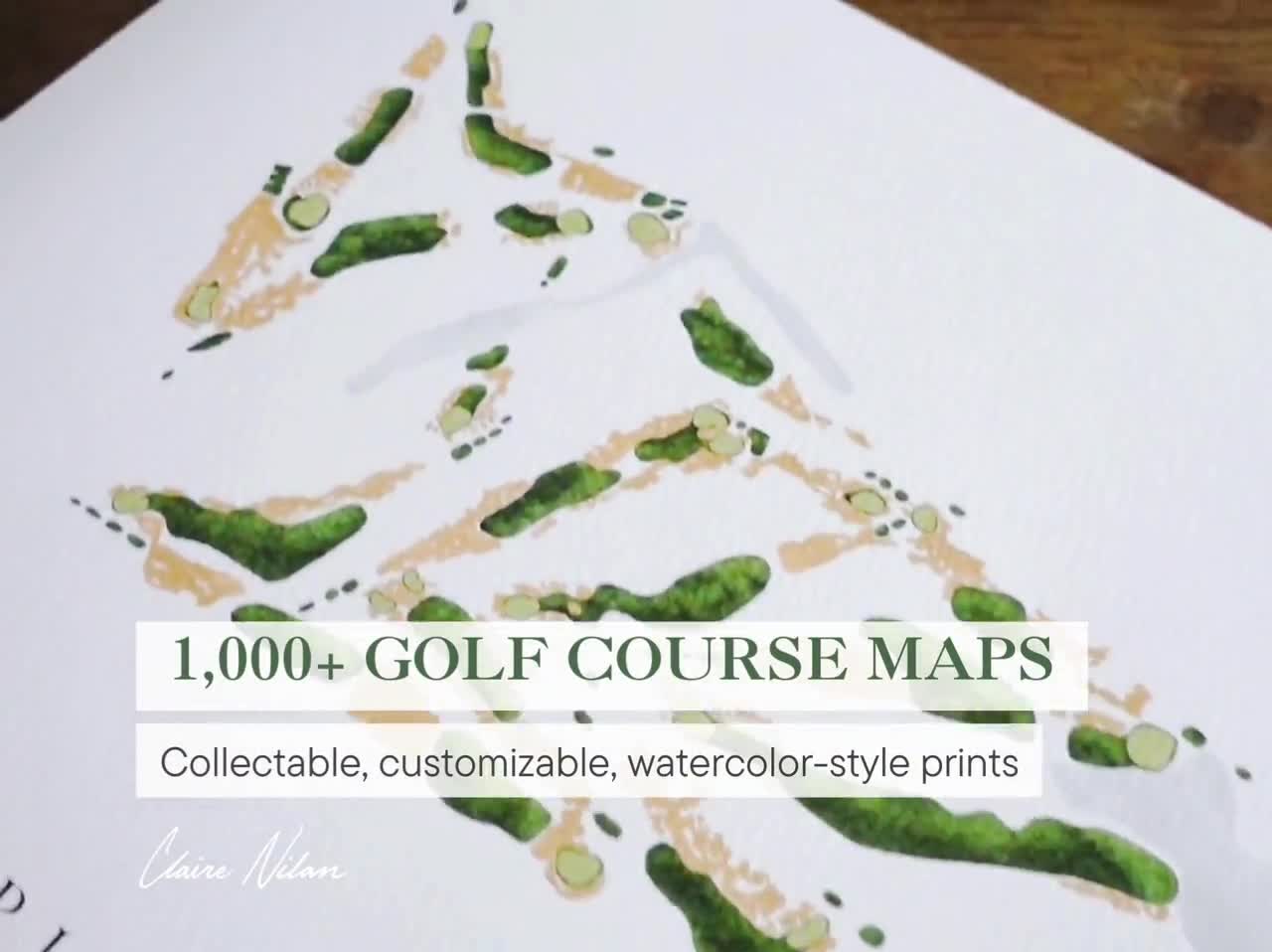Hickory Point Golf Course | Decatur, IL | Golf Course Map, Personalized  Golf Art Gifts for Men Wall Decor, Custom Watercolor Print, image size:1280x958