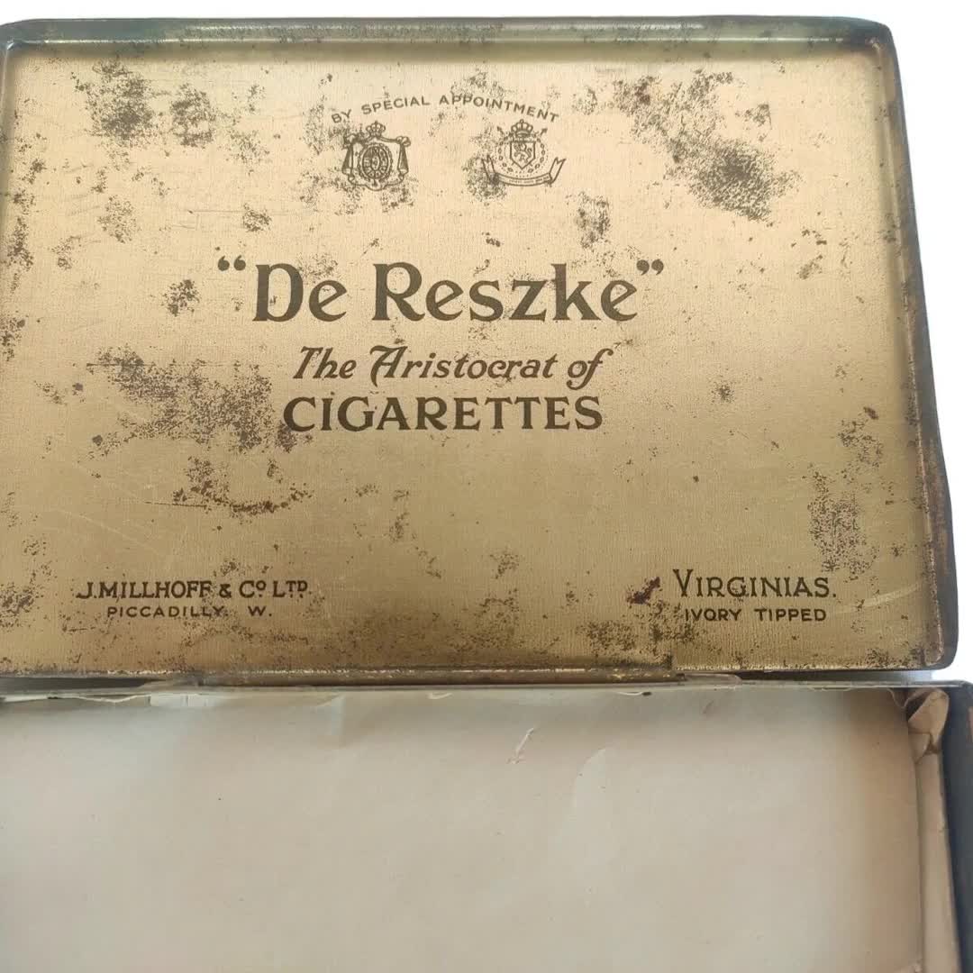 Vintage De Reszke Virginia Cigarettes Tin: Antique Tobacco Collectible