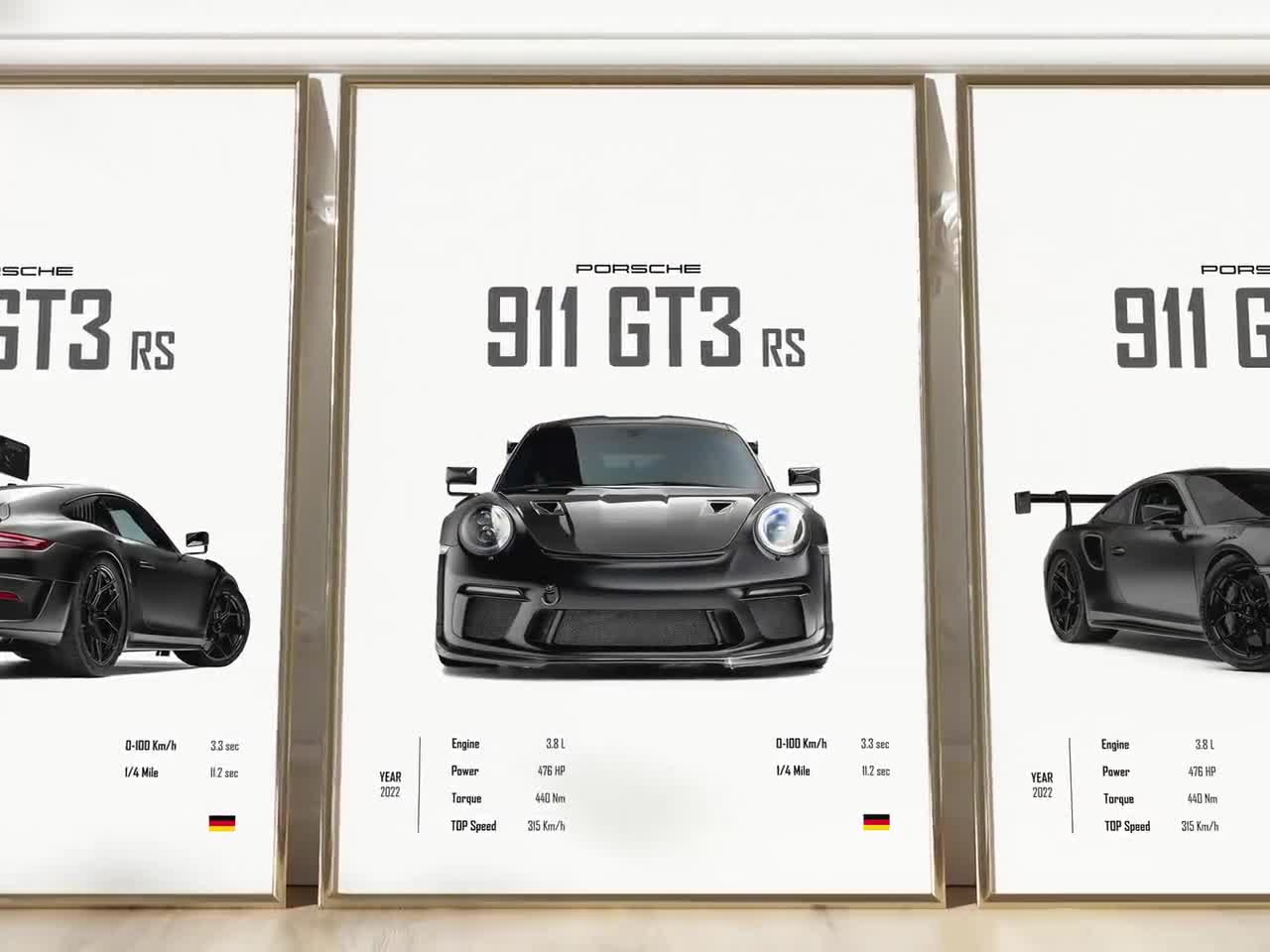 Porsche 911 GT3 RS Poster Set: Car Wall Art (Digital Print)