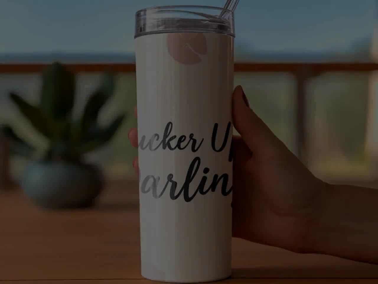 Pucker Up Darling Tumbler, Cute 20oz Tumbler Wrap, Pink and Leopard Print Design, Trendy Drinkware, Gift for Her, Summer Accessory video poster