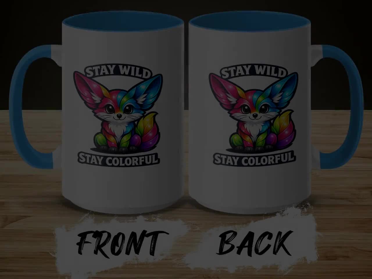 Rainbow Fennec Fox Mug, Colorful Kawaii Animal Coffee Cup video poster