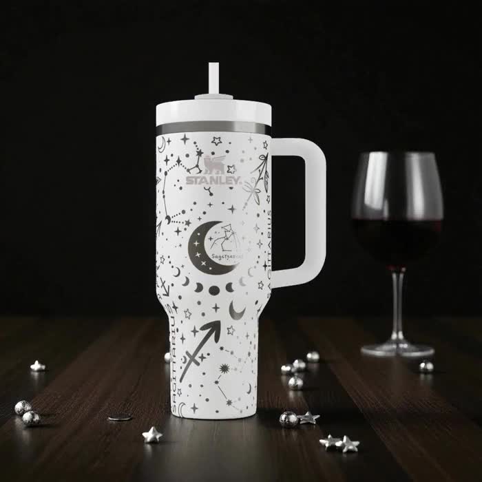 Boogschutter Zodiac gegraveerde Stanley Tumbler - Astrologiebeker, Hemels Boogschutter Ontwerp, Lasergegraveerde Sterrenbeeld Tumbler 14oz 20oz 30oz 40oz video poster