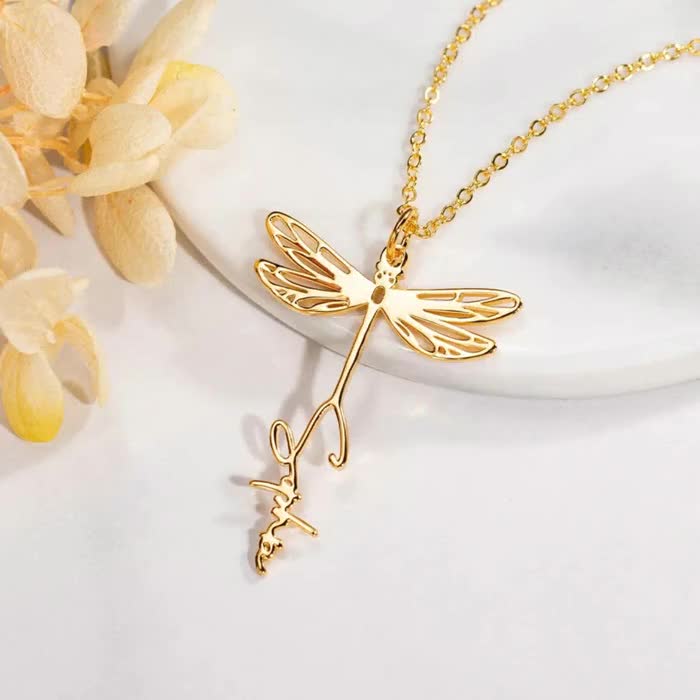 Collar De Libélula Dorada: Colgante De Circonita Cúbica, Joyería Inspirada En La Naturaleza - España