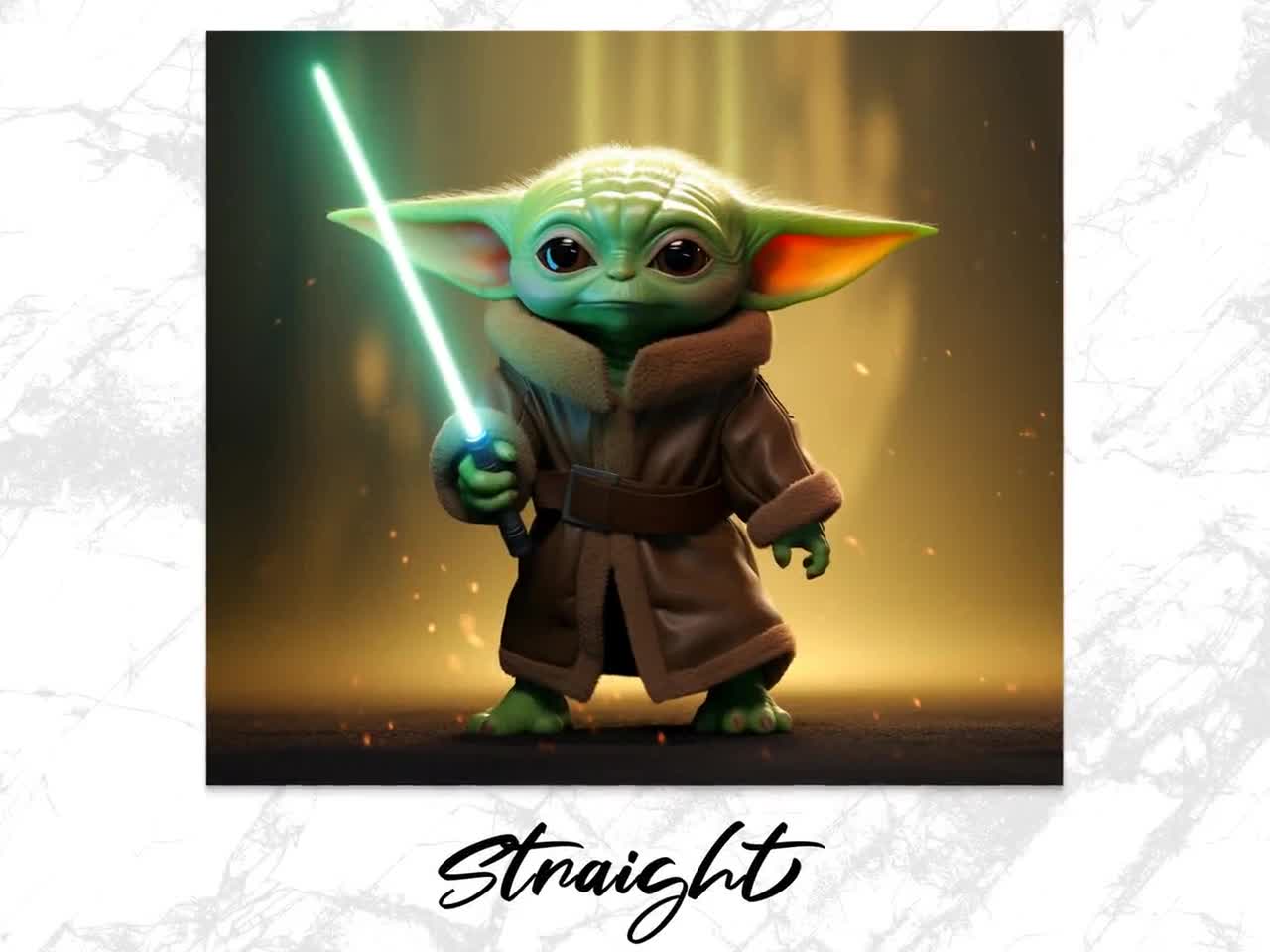 Baby Yoda Tumbler Wrap 20oz Skinny Sublimation Design Star Wars PNG Baby Yoda Gift Lightsaber video poster