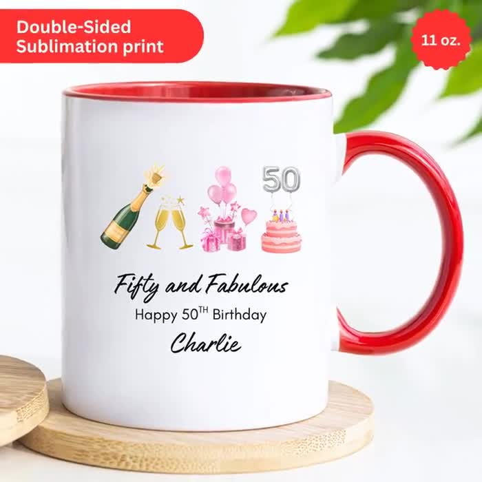 Fifty And Fabulous Birthday Mug: Stylish 50th Celebration - Ceramic Coffee  Cup, Vibrant Print, Gift For Women