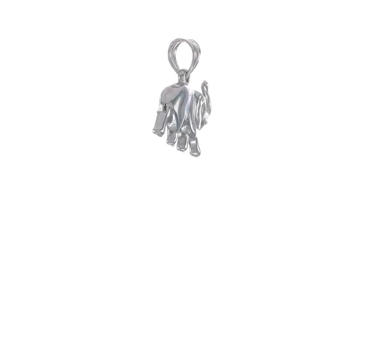 14k White Gold Elephant Pendant – Dainty Polished Charm Necklace For Women (Chain Not Included)