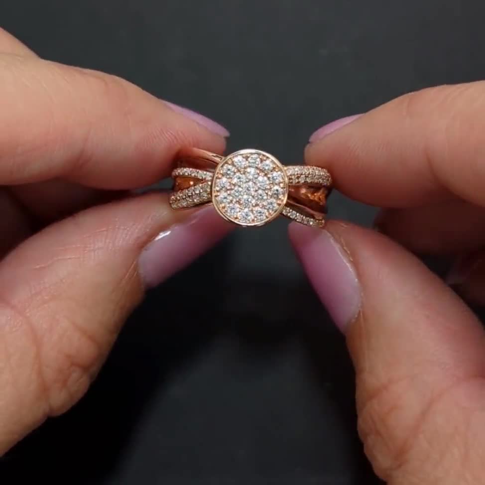 Unique Designer Diamond Engagement Ring, Ladies Diamond Swirl