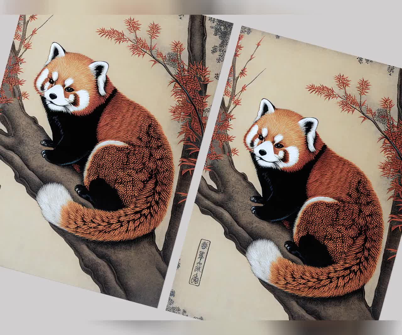 Poster Affiche Panda Roux Trop Mignon(34x61cmB) : : Cuisine et  Maison