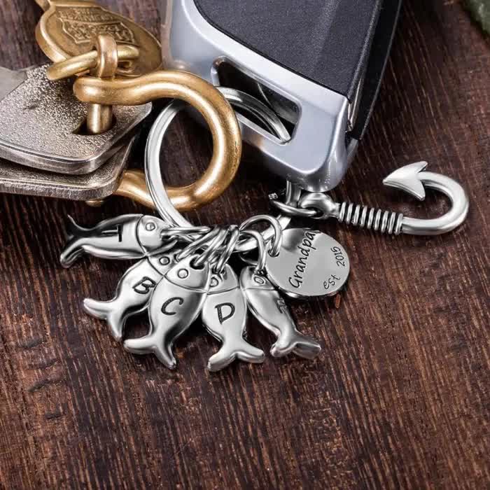 Portachiavi In Acciaio Inox Con Ciondolo A Forma Di Pesce - Regalo Per Pescatori E Amanti Della Pesca - Argento