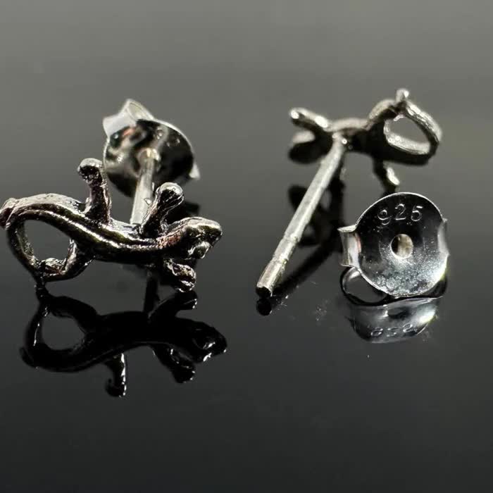 Graziosi orecchini a forma di lucertola in argento sterling, orecchini