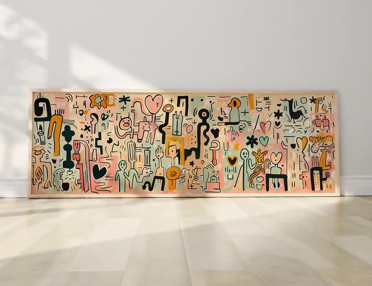 Keith Haring Inspired Abstract Wall Art – Playful Modern Canvas for Living Room video poster