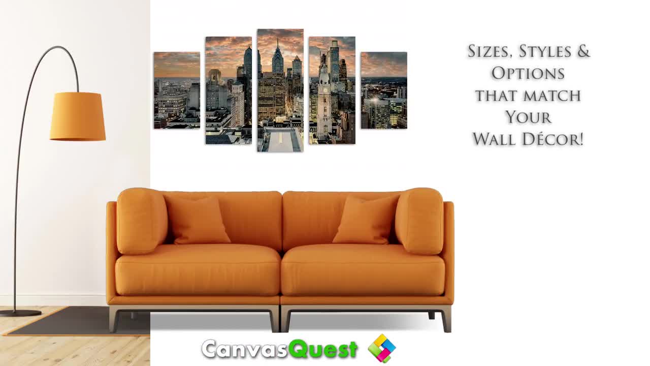 Canvas Set of Philadelphia City, Philadelphia Downtown