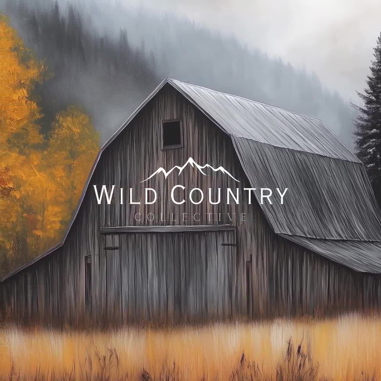 Dunkler Herbst Druck, alte Holz Scheune Landschaft Druck, rustikale Herbst  Malerei, Berg Wand Kunst, Hütte Wand Dekor, image size:1280x1280