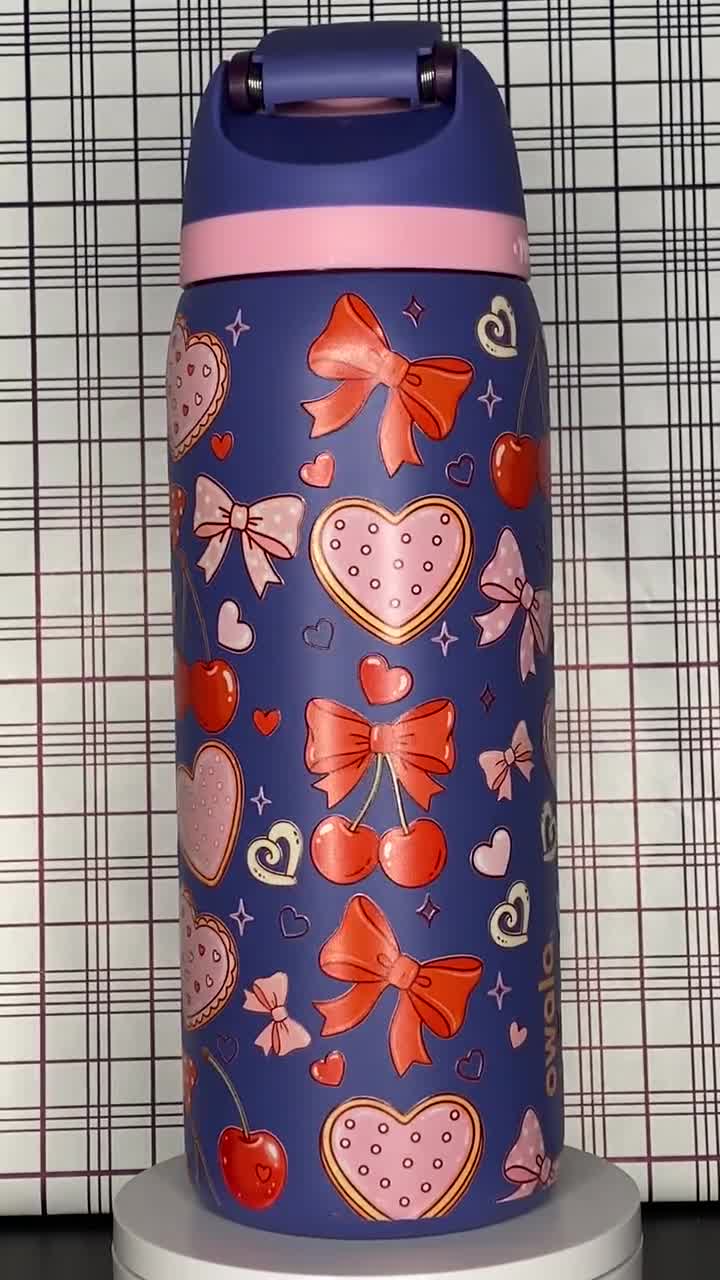 Valentine Hearts & Bows UV DTF Owala FreeSip Tumbler video poster