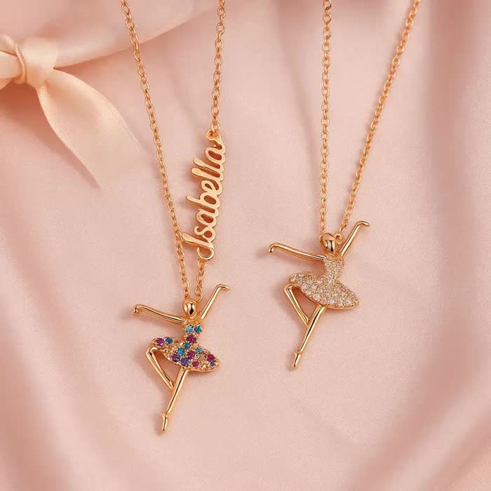 Collana Ballerina In Argento 925 Con Ciondolo Cuore | Gioiello Romantico Per Ballerine, Regalo Danza