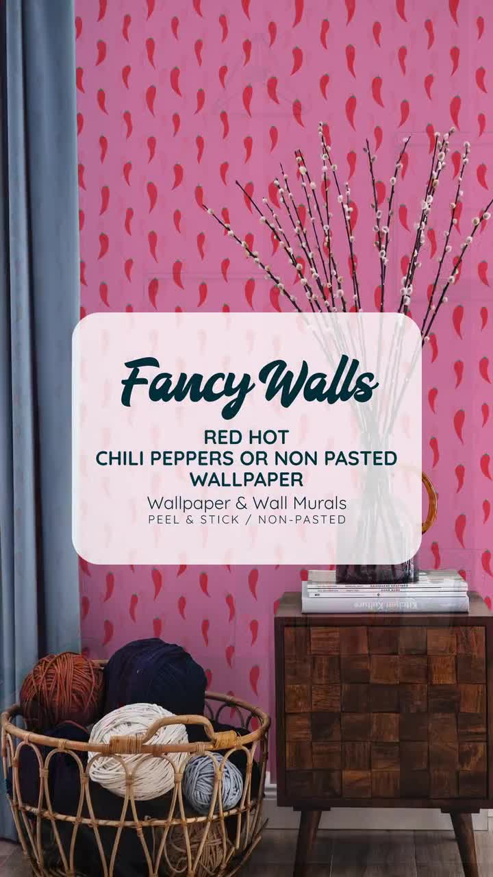 Red Hot Chili Peppers Peel and Stick Wallpaper or Non Pasted Wallpaper /  Bright Removable wallpaper / Pink self-adhesive wallpaper, image size:720x1280