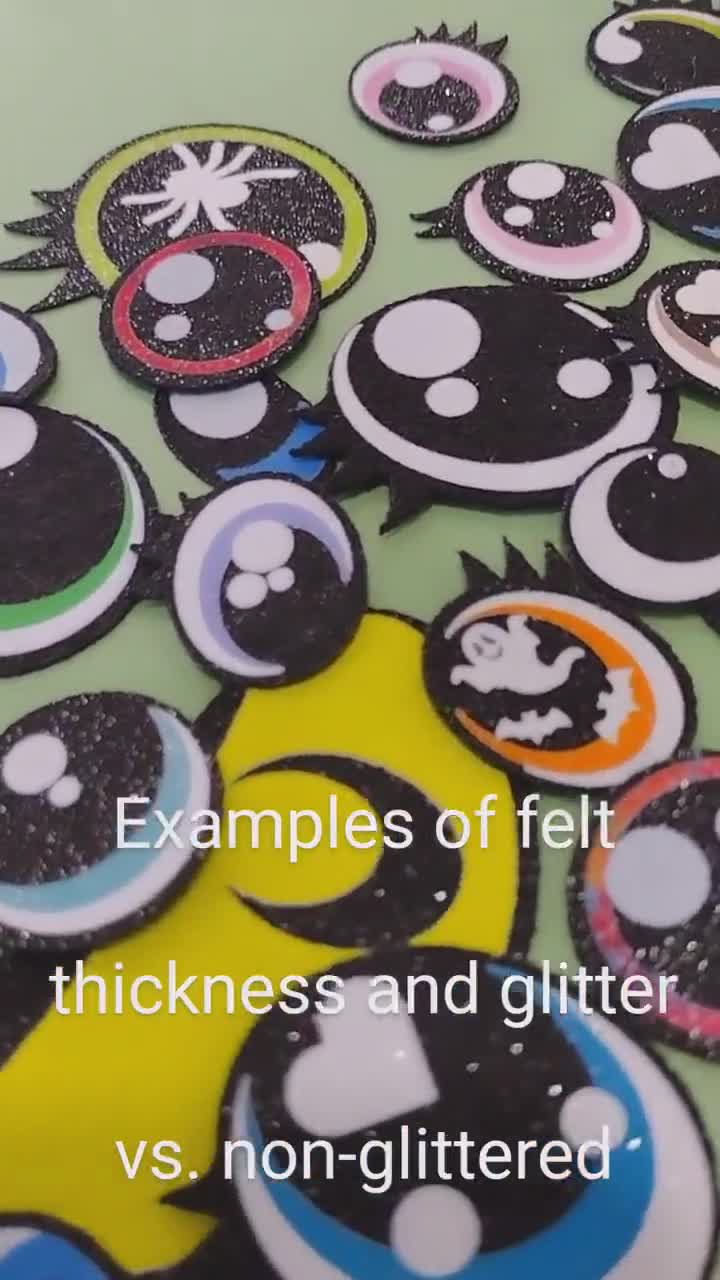 3 Pack of Glitter Felt Eyes for Amigurumi, With Lashes, Multiple Sizes Available video poster