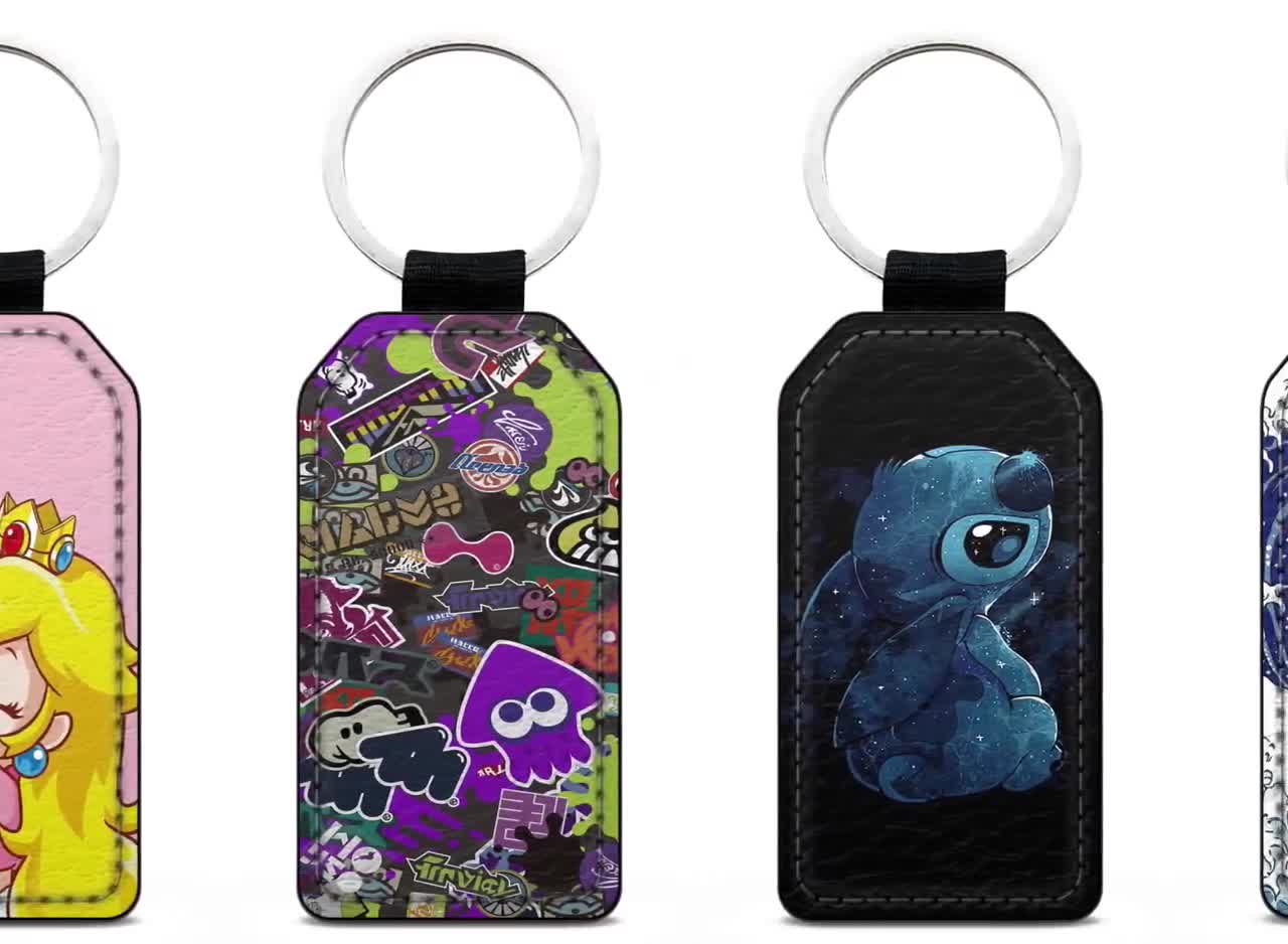 Keychain Ring Faux Leather Lilo and Stitch Disney video poster